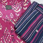 Magenta Ikat Print Kurti with Striped Pants