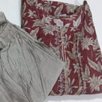 Maroon Floral Embroidered Kurti Set