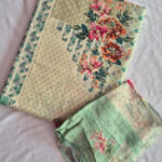 Mint Floral Collage Pure Cotton Material