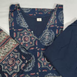 Navy Blue Geometric Mandala Kurti Set