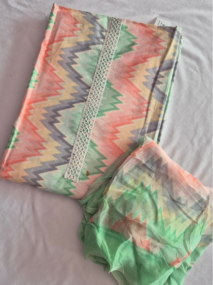 Pastel Zig-Zag Pure Cotton Chudidhar Material