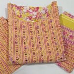 Peach & Yellow Printed Kurti Set
