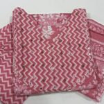 Pink Geometric Cotton Kurti Set