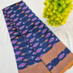 Navy Blue Pure Handloom Pochampally Ikat Cotton Saree