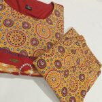 Red and Mustard Printed Kurti Set