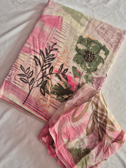 Rose & Olive Floral Collage Pure Cotton Chudidhar Material