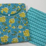 Teal Blue Jaipuri Print Kurti Set