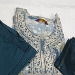 Teal Heavily Embroidered Kurti Set