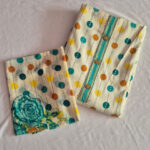 Teal & Rose Polka Dot Slub Cotton Chudidhar Material