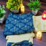 Navy Blue Cotton Split-Neck Kurta Ensemble