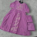Lavender Mul Mul Chanderi Kurti Set – Floral Motif Embroidery
