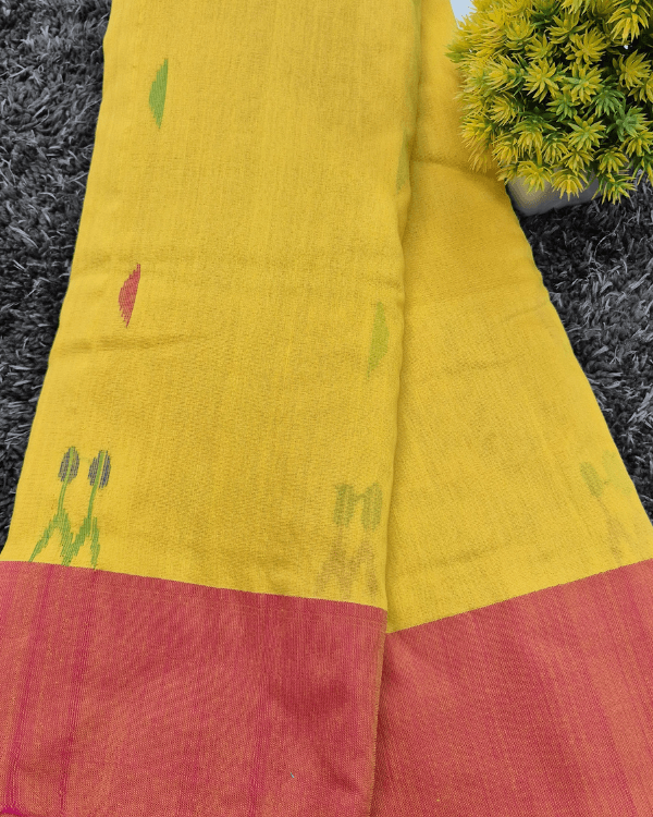 Lightweight Khadi Saree with Minimal Motif Accents