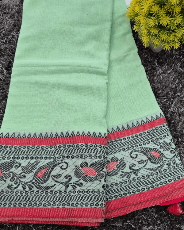 Khadi Saree with Folk-Art Inspired Border Detailing
