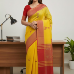 Lightweight Khadi Saree with Minimal Motif Accents