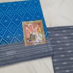 Blue and Gray Karishma Cotton Saree with Blouse