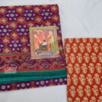 Purple and Teal Geometric Karishma Cotton Saree with Blouse