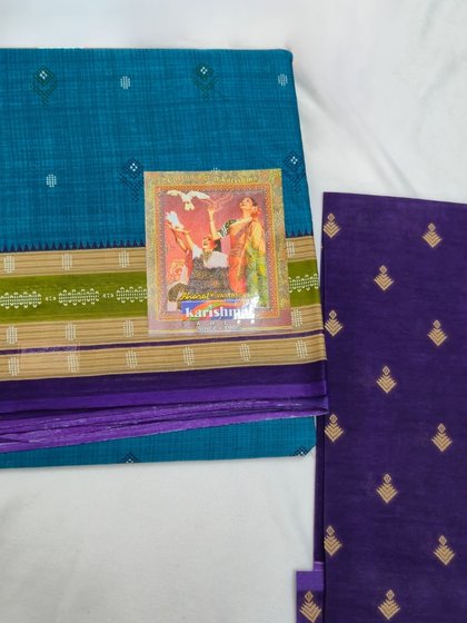 Teal Karishma Cotton Saree with Blouse